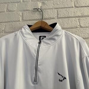 FootJoy Pullover Mens XXL White‎ & Gray 1/4 Zip Jacket Long Sleeve Golf